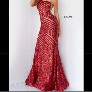 Jovani Red Sequin Dress Size 10 Style 06017